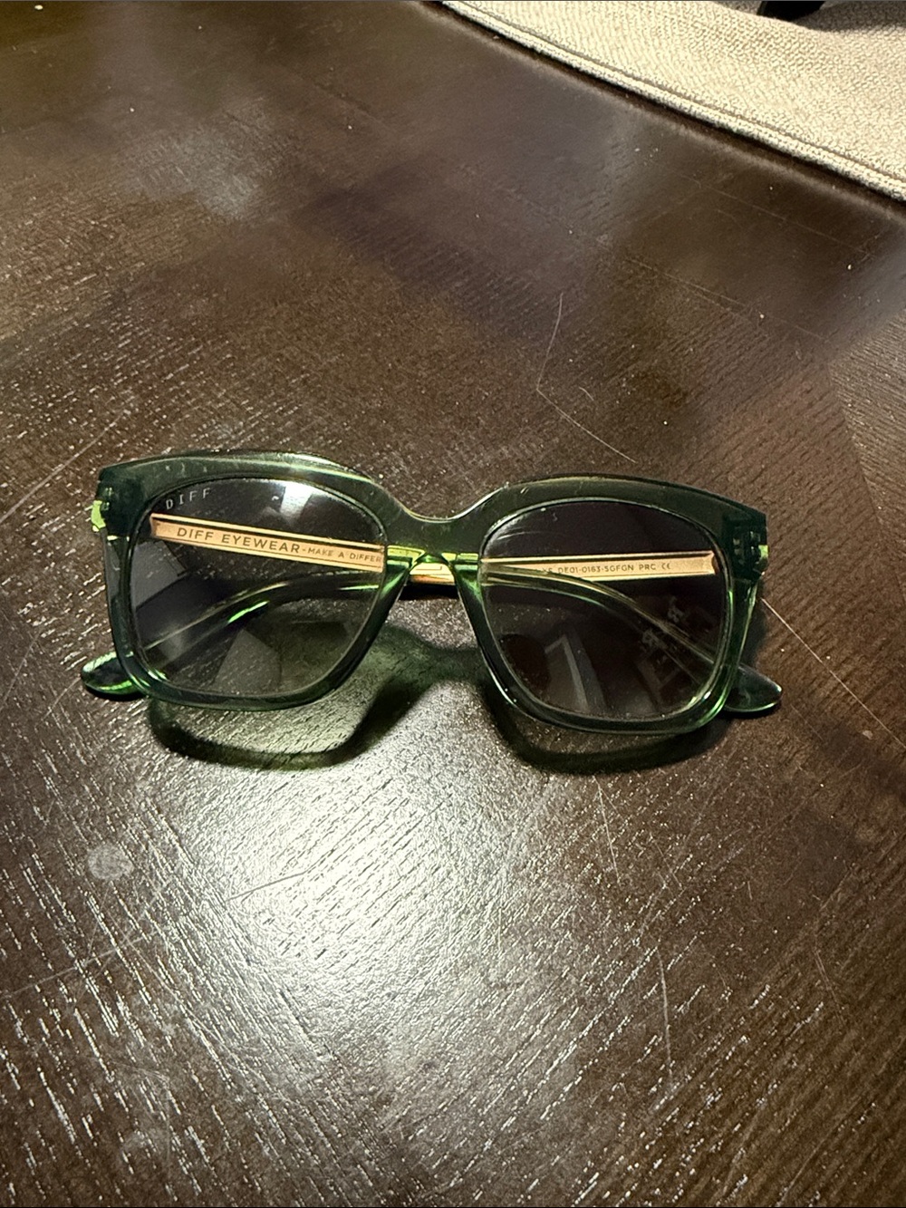 Diff Eyewear Green Square Acetate Sunglasses